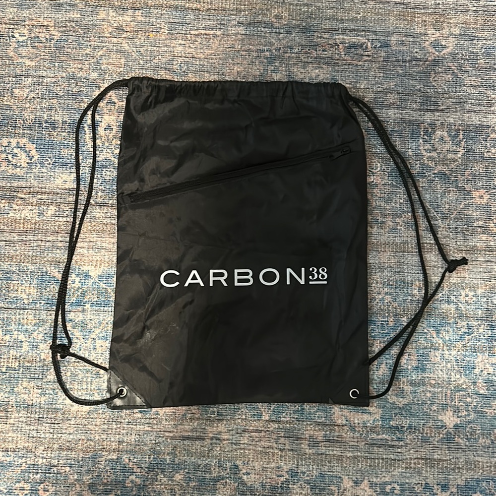 🔥 5 for $25 sale! Carbon38 Drawstring Bag Black with front zipper pocket